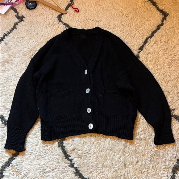Black Cardigan Sweater with Pockets - Picture 6 of 17